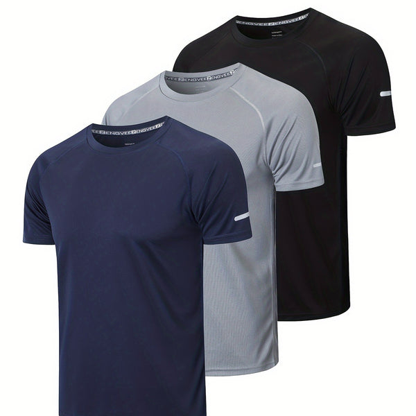 ZENGVEE 3PCS Quick Drying Sports T-shirt, Chic Stretch Crew Neck Tee Shirt For Summer Fitness