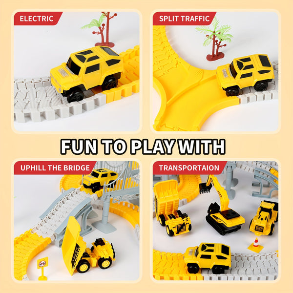 City Rail Engineering Vehicle Set, Self-assembled DIY Construction Vehicle Set Toy, Independently Build Various Shapes, Develop Imagination, Improve Hands-on Ability And Creativity