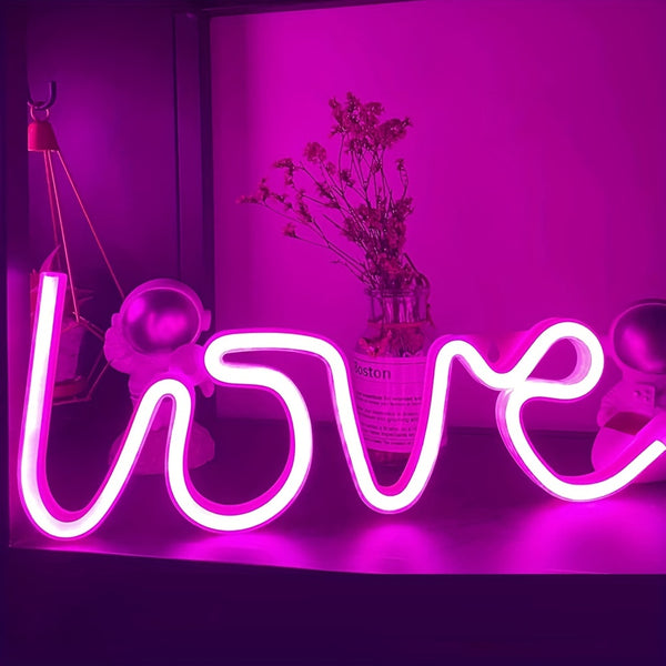 1pc LOVE Shape LED Neon Sign, USB & Battery Powered.